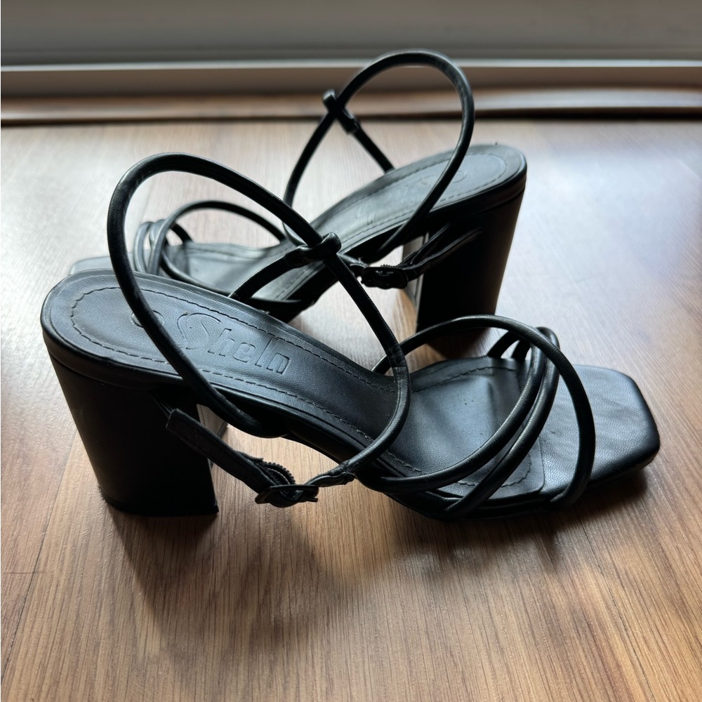 Black strappy heels